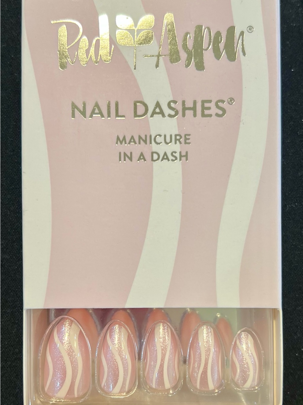 Red Aspen Pink Shimmer Alex Nail Dashes Swirl Press On Nails New